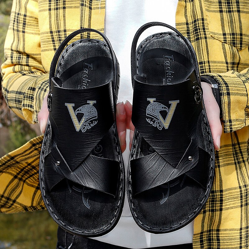 Pu Lederen Heren Wandelschoenen Zomer Strand Sandalen Man Platte Outdoor Slippers Mannelijke Zwemmen Schoeisel Sneakers Maat 38-44