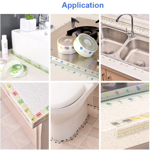 Multi print gennemsigtig 3.2 mx 38mm pvc tætningsbånd tape vinduer bad køkken vandtæt selvklæbende søm toilet hjørne