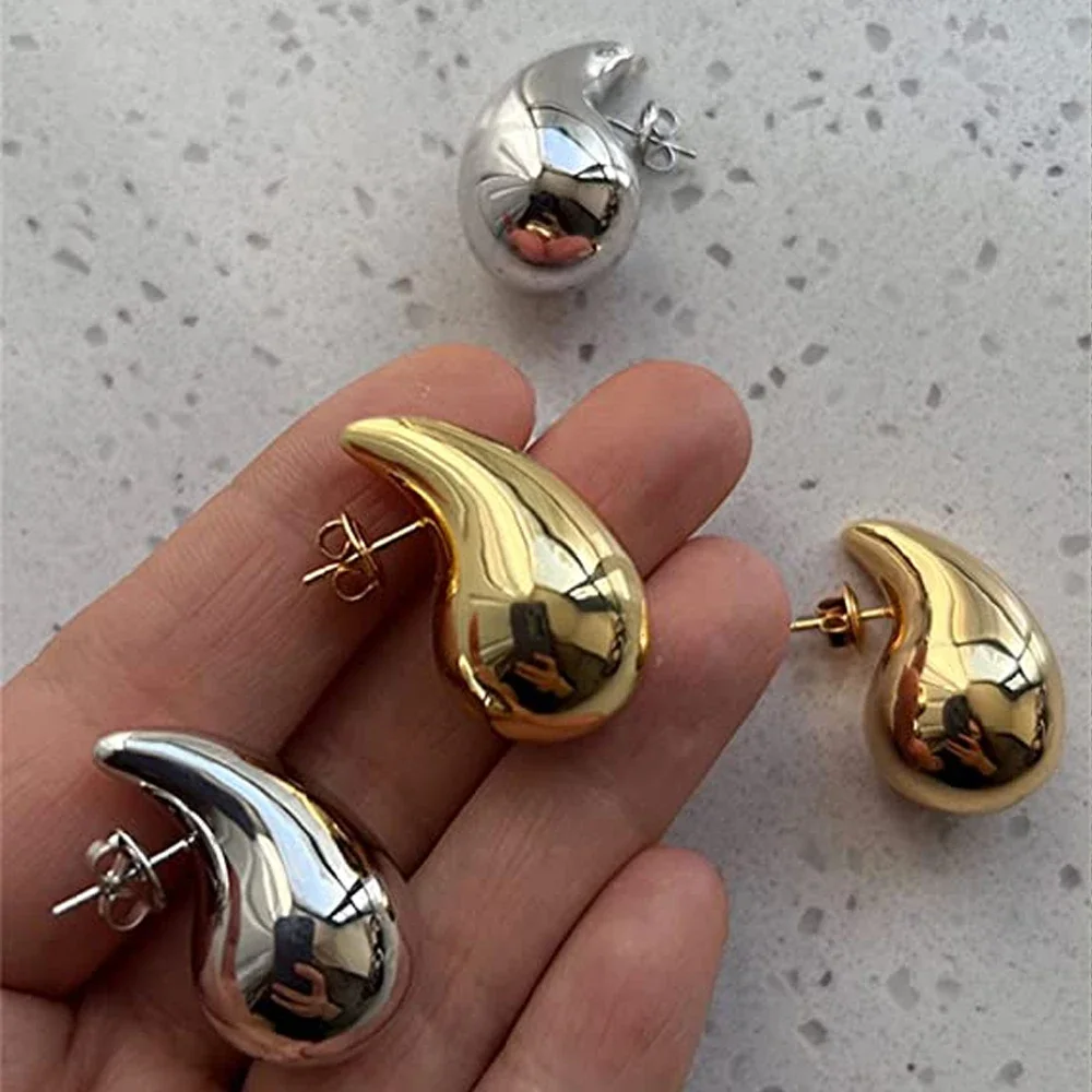 Doteffil brincos grandes de gota d'água para mulheres, dupes, lágrima robusta, prata esterlina 925, banhado a ouro, joias de orelha
