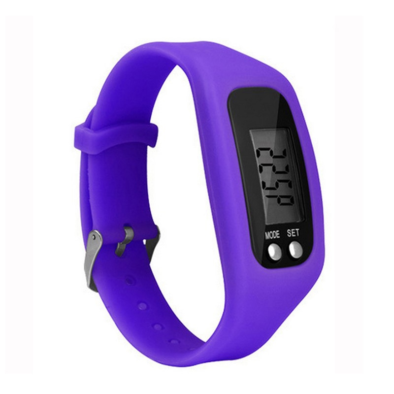 Digital LCD Pedometer Run Step Walking Distance Calorie Counter 12 24 Hours Time Display Sport Watch Bracelet Smart Wristbands: purple