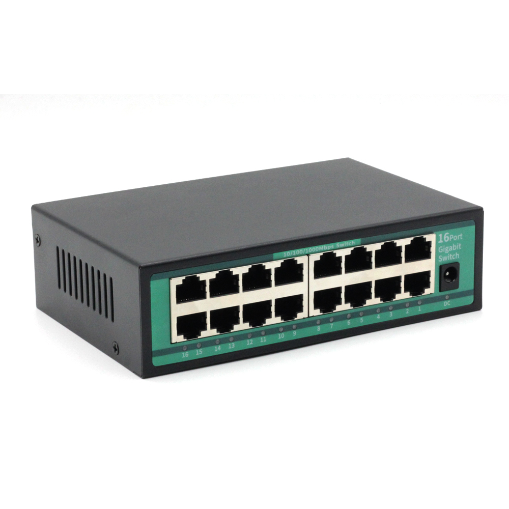 Switch Ethernet Gigabit a 16 Porte 10/100/1000 Mbps Hub RJ45 per Rete Domestica e Ufficio