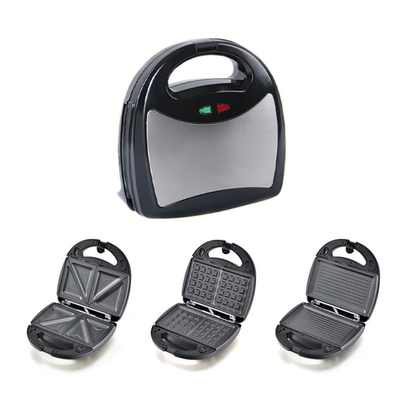 Máquina de gofres desmontable 3 en 1, parrilla de sándwich, indicador LED de recubrimiento antiadherente