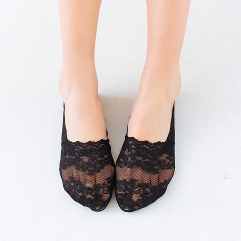 Silicone Shallow Women Socks Lace Slipper Ankle Socks Invisible Seamless Low Cut Boat Socks For Female Ladies Casual Calcetines