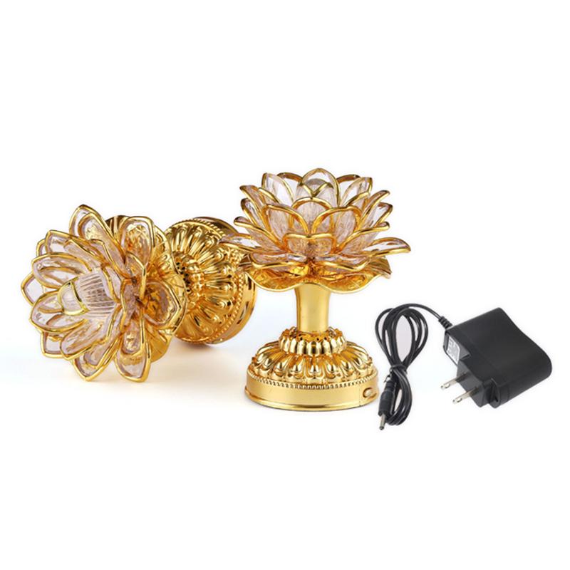 Lotus Flower Lights Buddha Bright Lamp LED Colorful Light Lotus Lanterns Buddha Prayer Machine Goddess Buddhist Music US PLUG