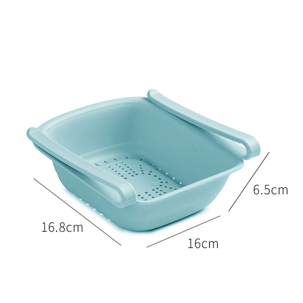 Adjustable Refrigerator Storage Busket Rack Shelf Fridge Drawer Shelf Kitchen Organizer Fruit Vegetable Washing Basket: Blue B