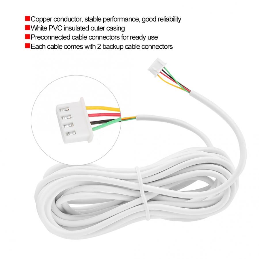 Câble Flexible en cuivre rond à 4 noyaux | 10m 0.3mm adapté à la sonnette vidéo système d'interphone