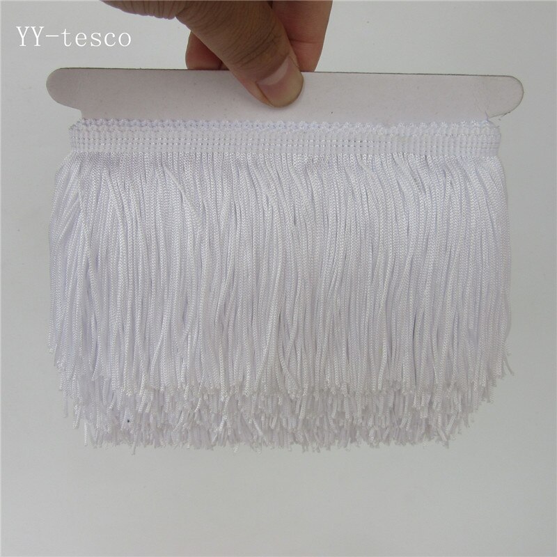 YY-tesco 10 Yard 10CM Long Lace Fringe Trim Tassel Fringe Trimming For Diy Latin Dress Stage Clothes Accessories Lace Ribbon: white