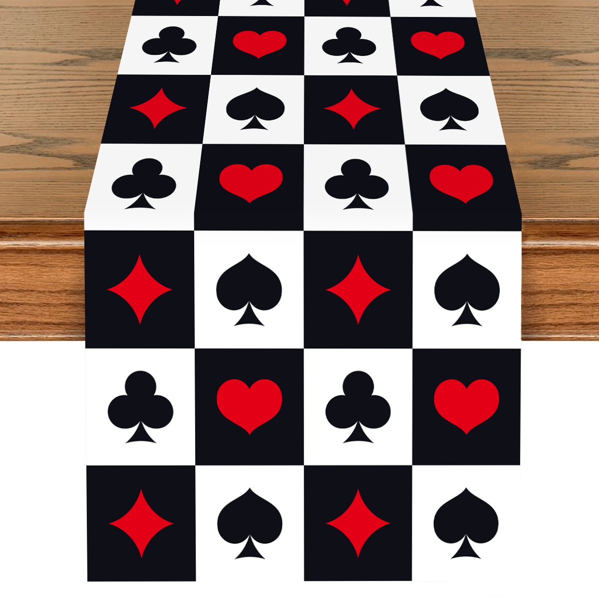 1pc Black White Checkered Table Runner Soccer Party Polyester Table Cover for Kitchen Home Birthday Party Picnic Supplies