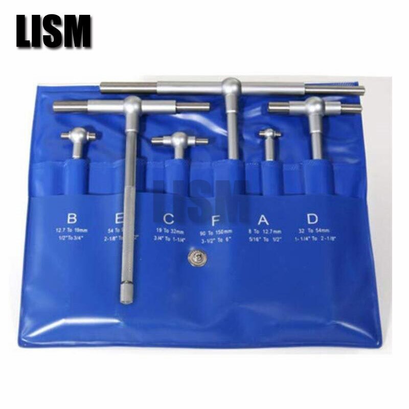 6pcs/set Telescopic Gauge 8-150mm Adjustable Inner Diameter Gauge Carbon Steel Micrometer Measuring Tool