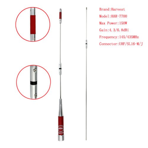 HAR-7700 Dual Band Uhf/Vhf 150W SL16 / UHF-J / M Auto Radio / Station Antenne Details