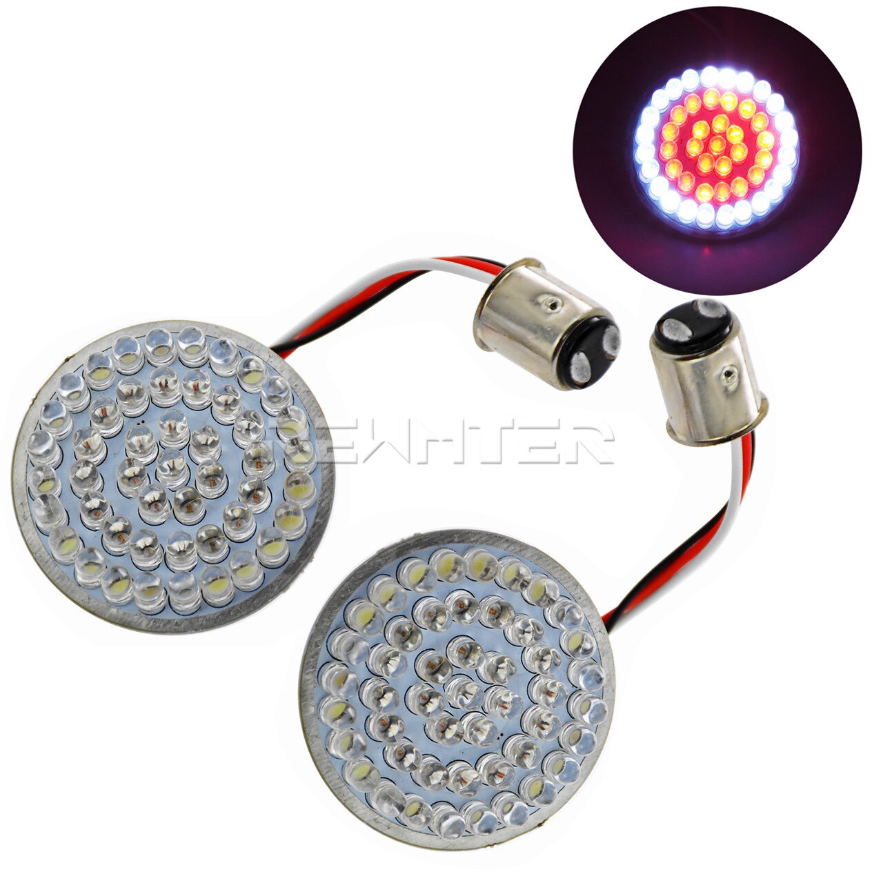 Indicateur de clignotant pour motos, feux insérés pour Harley Touring Sportster Dyna Softail XL 48 72, 1157 LED: B-Red w White