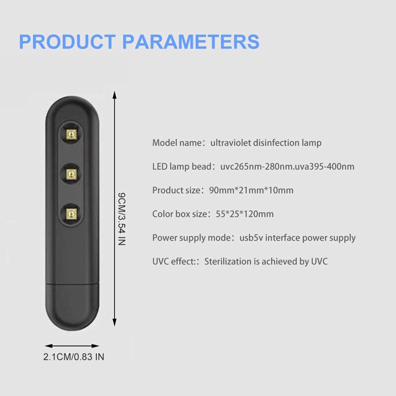 mini sterilizzatore UVC portatile portatile USB lampada germicida ultravioletta UVC e ozono doppia sterilizzazione rimuovere acaro uccidere i batteri