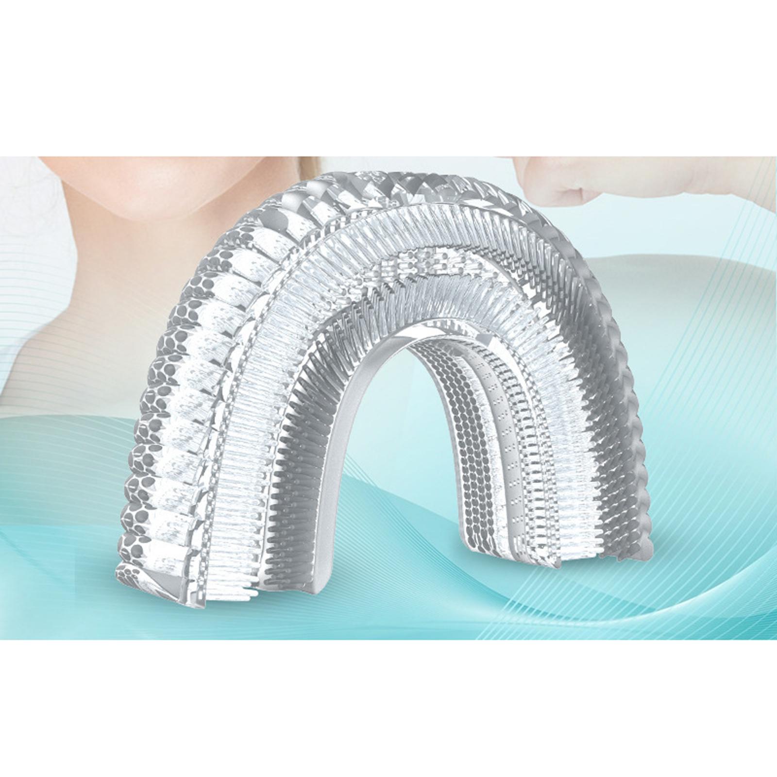 Cabezales de cepillo de dientes en forma de U de silicona para niños, cabezales de repuesto de 360 grados, cepillo de dientes eléctrico