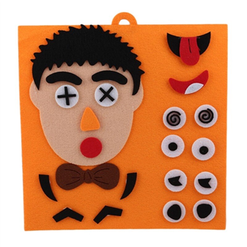 Børn anerkendelse træning pædagogisk legetøj diy samling puslespil puslespil sæt 3d forældre og børn fem sanseorganer: Orange