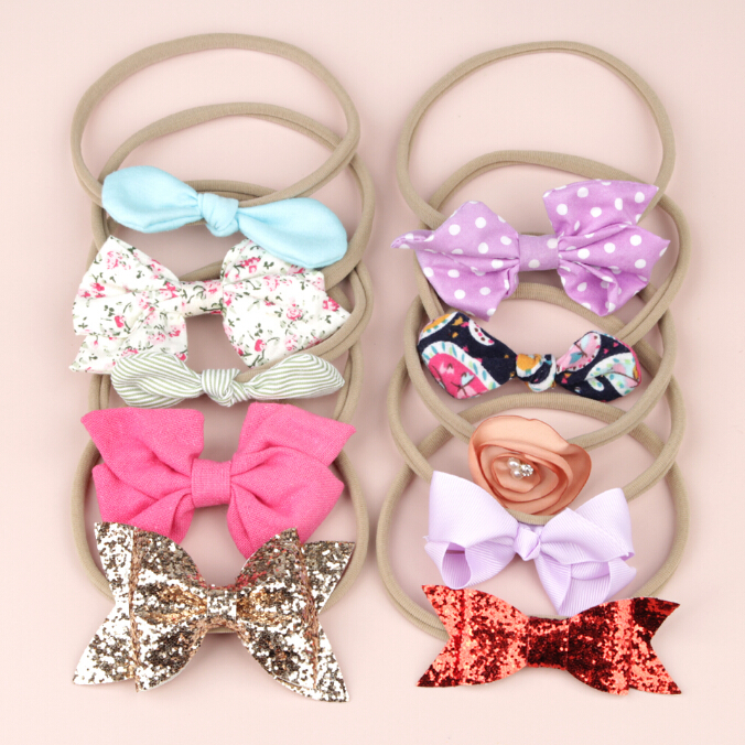 Baby Flower Accessories 10pcs/Sets Infant Kids Baby Girls Women Elastic Headband Nylon Headwear Hair Band Headdress Photo Props: D