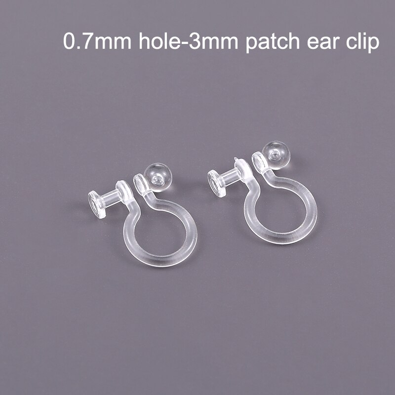 Clips para las orejas de resina transparente para mujer, aretes perforados hechos a mano, indoloro, suministros de joyería, 1 par: 1Pair 3T 0.7mm