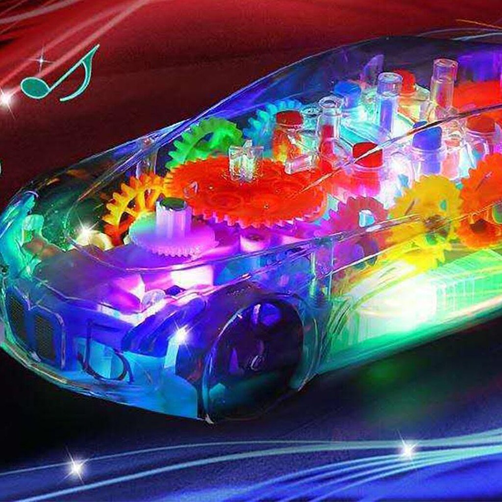 Transparante Speelgoed Auto Voor Peuters, Elektrische Mechanische Gear Race Auto Met Kleurrijke Licht En Charmante Muziek Baby Sport Auto