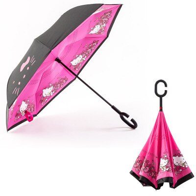 Reverse Umbrellas Folding Double Layer Inverted C Hand Holder Stand Sun Rain Windproof Rolling Over Umbrella For Women: pic15