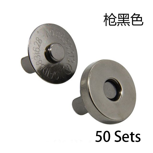 50 unids/lote bolsos prácticos magnético botones de Metal cierres a presión artesanía de botones de imán DIY accesorios 14/18mm: GunBlack / 18mm
