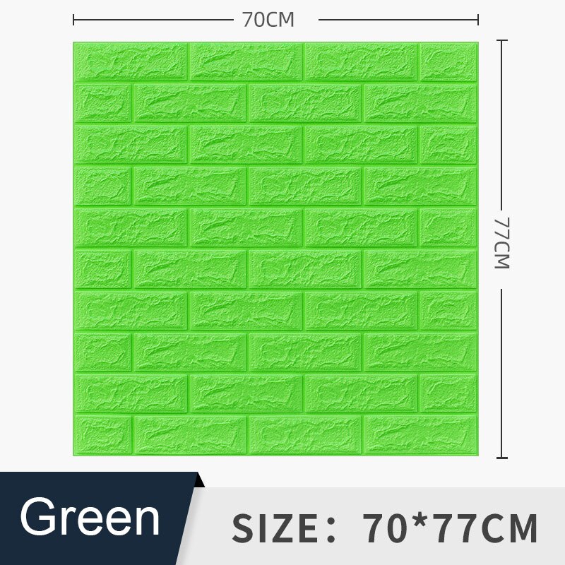 1PCS Self Adhesive Foam Wallpaper Waterproof 3D Brick Wall Panel Living Room Brick Stickers Bedroom Kid Brick Papers Home Decor: Green