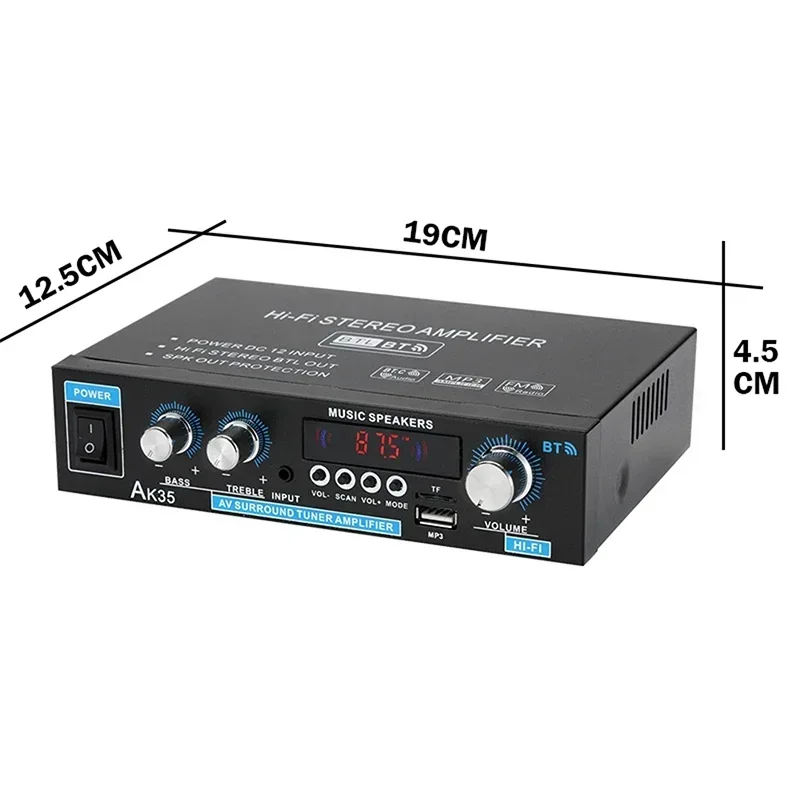 Wzmacniacz mocy 800W bluetooth 5.0 domowy odtwarzacz MP3 2.0 kanałowy cyfrowy wzmacniacz audio stereo głośniki niskotonowe AK35 110V/220V