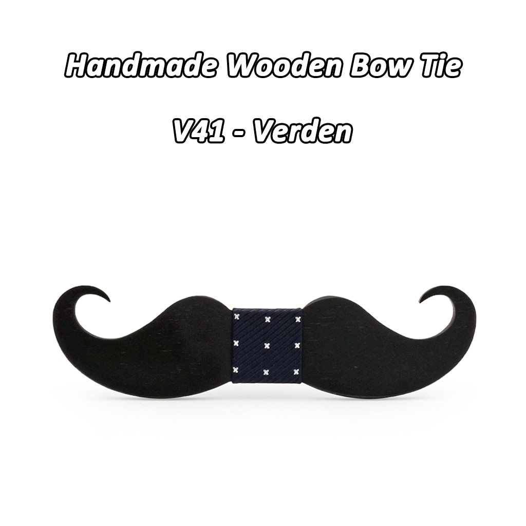 Mahoosive – Nœud papillon moustache en bois, pour hommes, accessoire masculin, fabrication artisanale, nouveauté, ,: V41