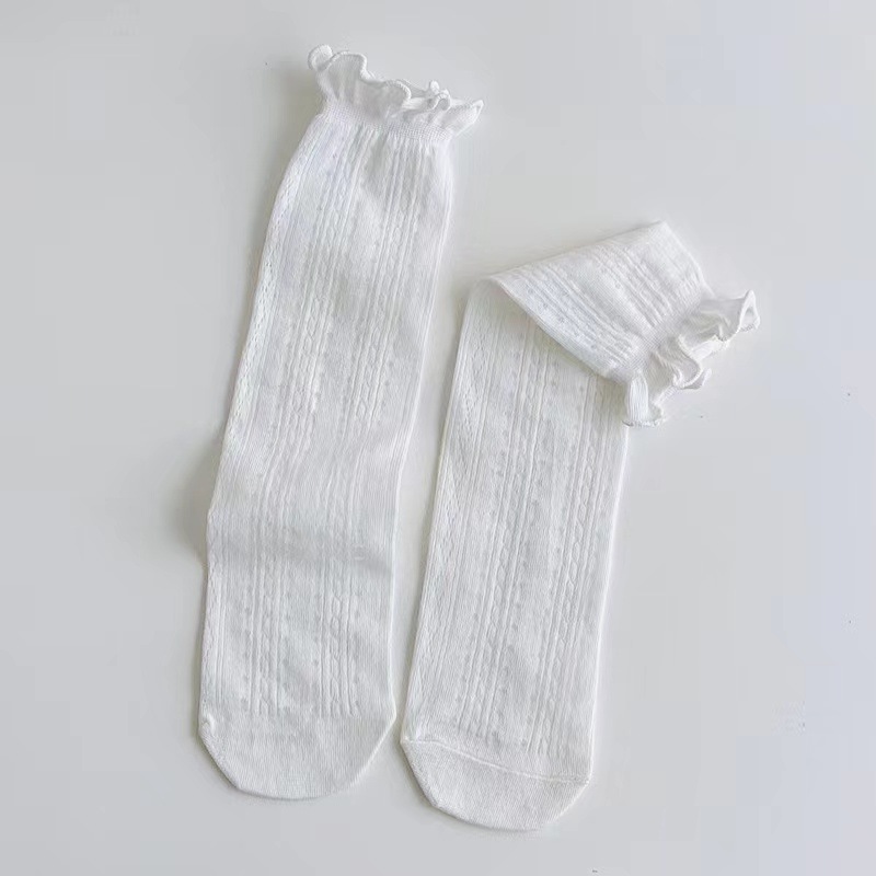 Femmes Lolita chaussettes Sexy équipage chaussettes pour femme été solide creux filles doux mignon moyen chaussettes pour femmes maille mince Sexy: Bleu