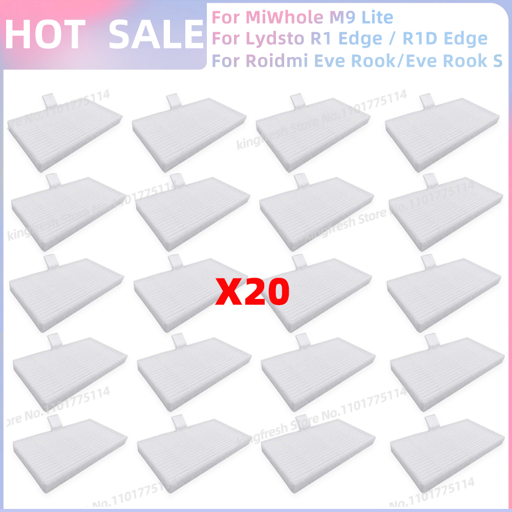 Compatible con Lydsto R1 Edge / R1D Edge, ILIFE V20, Laresar L10, MiWhole M9 Lite, Vyzzle D10, Roidmi Eve Rook / Eve Rook S Piezas Filtro HEPA Cepillo Lateral Trapo de Limpieza: Transparente