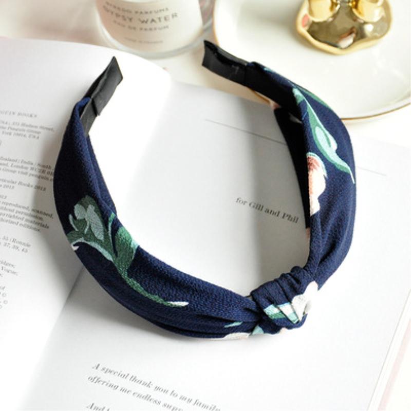 Diadema con estampado floral para mujeres, bandana con nudo cruzado para envolver el cabello, diadema para el pelo, accesorios para el cabello: cyan