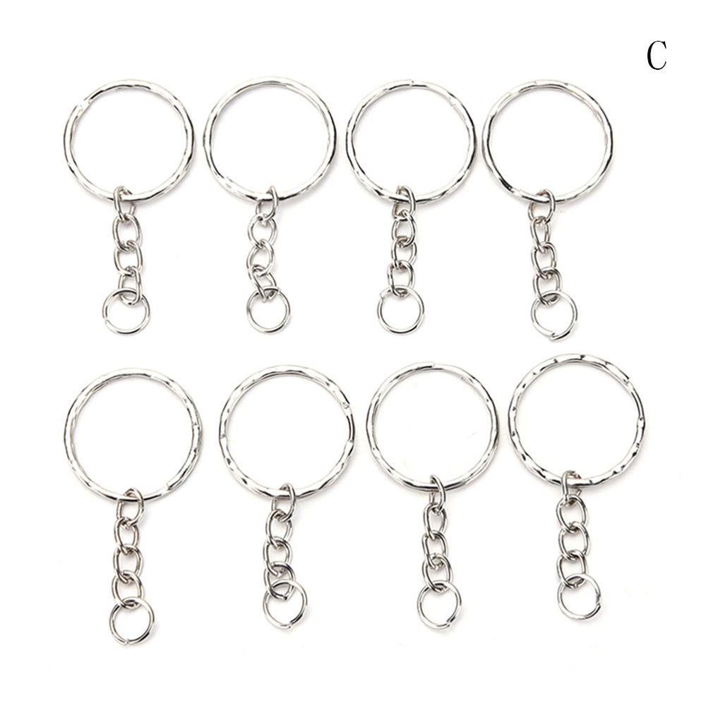 100 Pcs/Set Silvery Key Chains Stainless Alloy Circle DIY 25mm Keyrings Jewelry Keychain Key Ring Jewelry Keychain Key Ring: Default Title