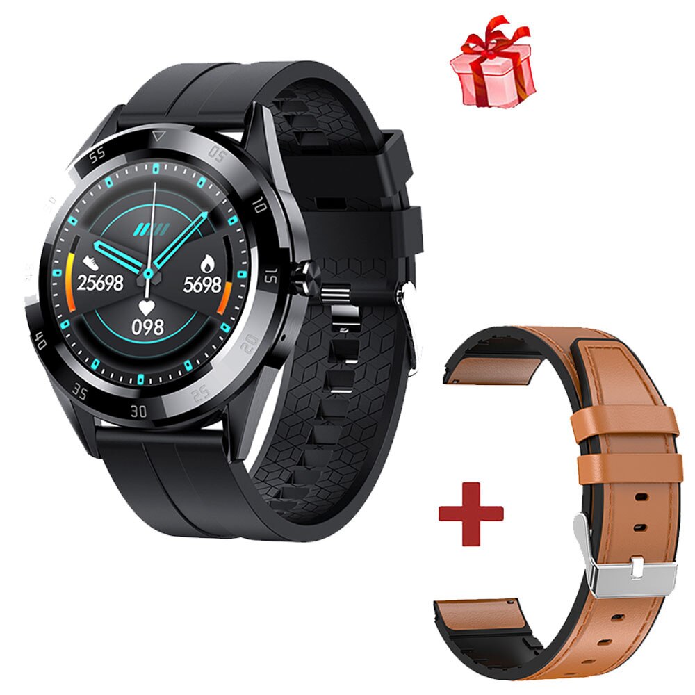 Y20 Smart Watch Bluetooth Call Music Sports Fitness Heart Rate Blood Pressure Men Waterproof Women Wristband PK GT2 P8 L9 L8: BK Silica BW Leather