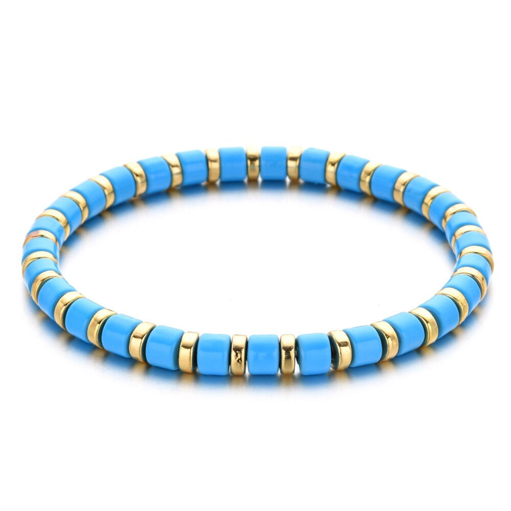 Boho pulseira de esmalte, boho, bonito, de arco-íris, stretch, colorida, nova moda, multicolorido, azulejo, miçangas, surf, praia, joia, presente: A17