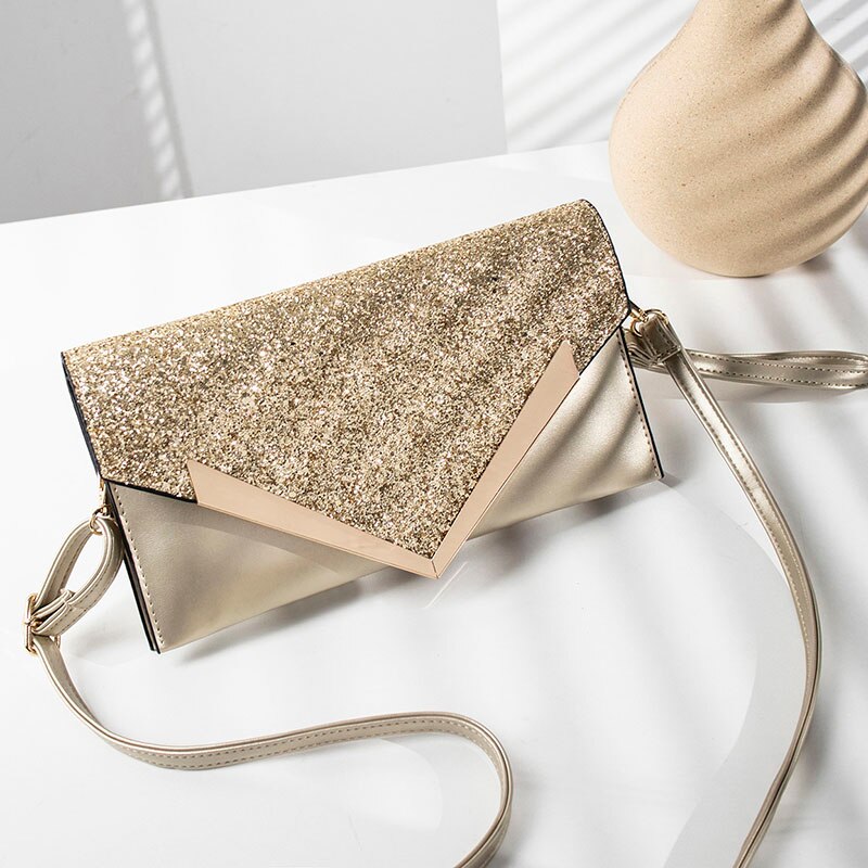 Envelope Clutch Bag Women Leather Birthday Party Evening Clutch Bags For Women Ladies Luxury Shoulder Clutch Bag Purse: gold