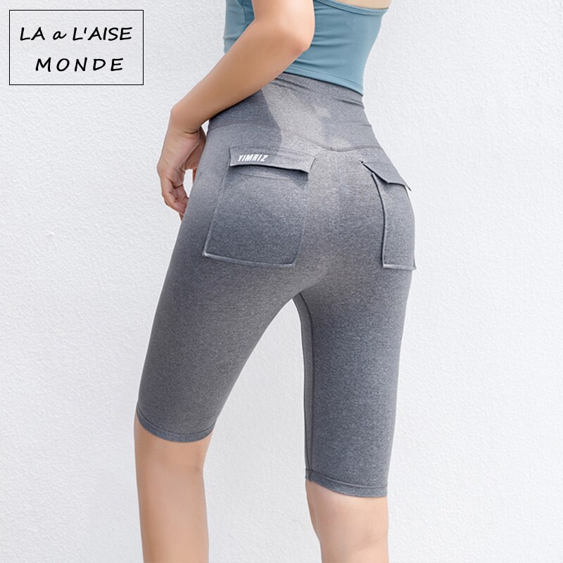 Gym Shorts Women Push Up Workout Shorts Solid Pocket Fitness Shorts Women High Waist Yoga Short Women Legging Fitness