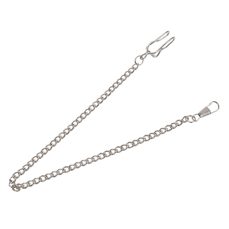 2 Pcs Retro Antique Vintage Pocket Watch Chain, Silver & Bronze