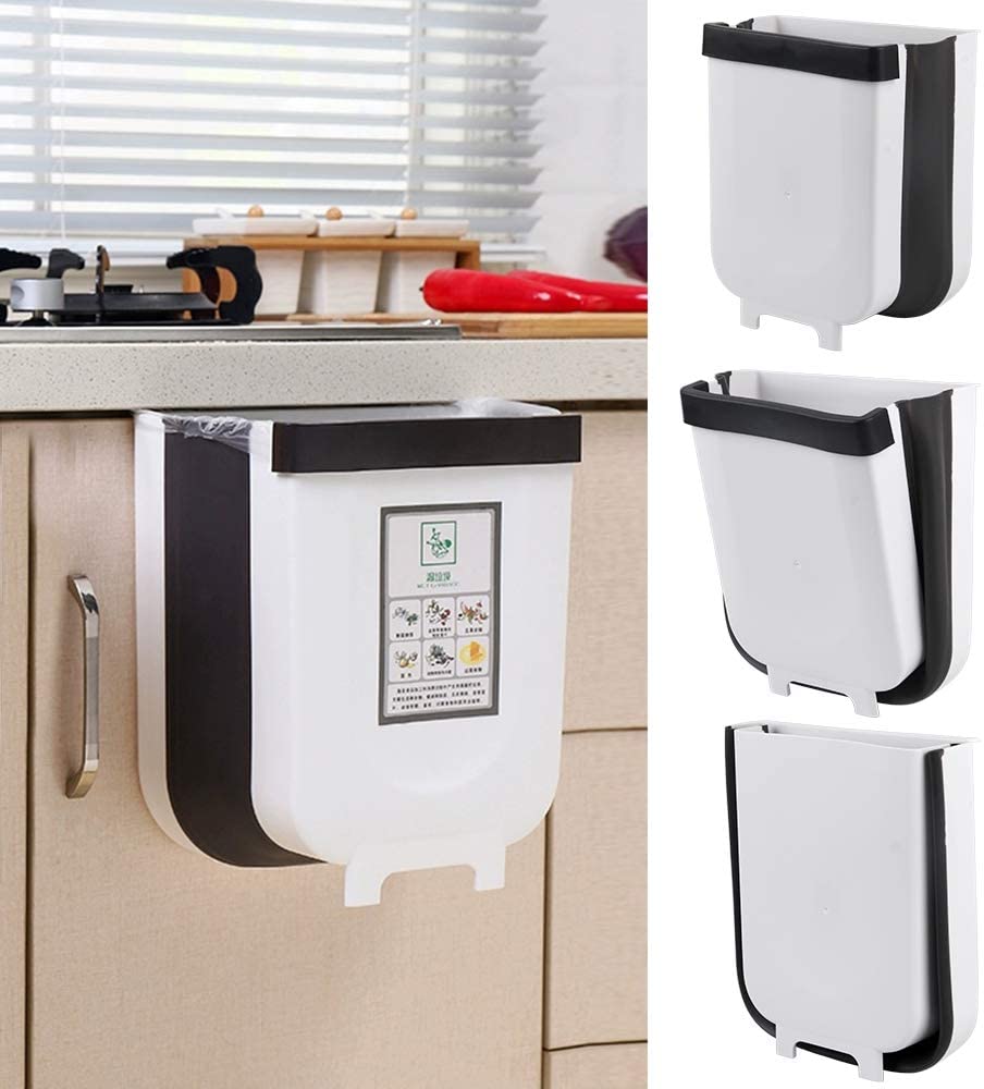 Cubos de Basura Plegable Colgado Basurero Colgante  Contenedor Extraible Montado En La Pared, para la Cocina, Coche ,Baño