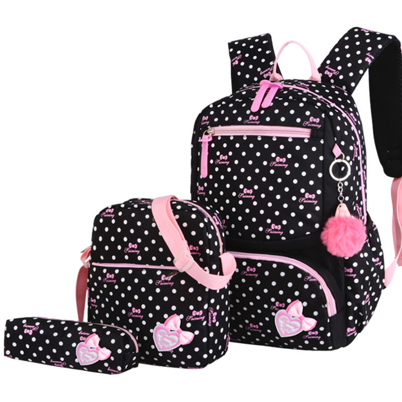 neue Mädchen Rucksack Kinder Schule Taschen Leichte Wasserdichte Kinder Rucksack Große Kapazität Druck Schulranzen: Black