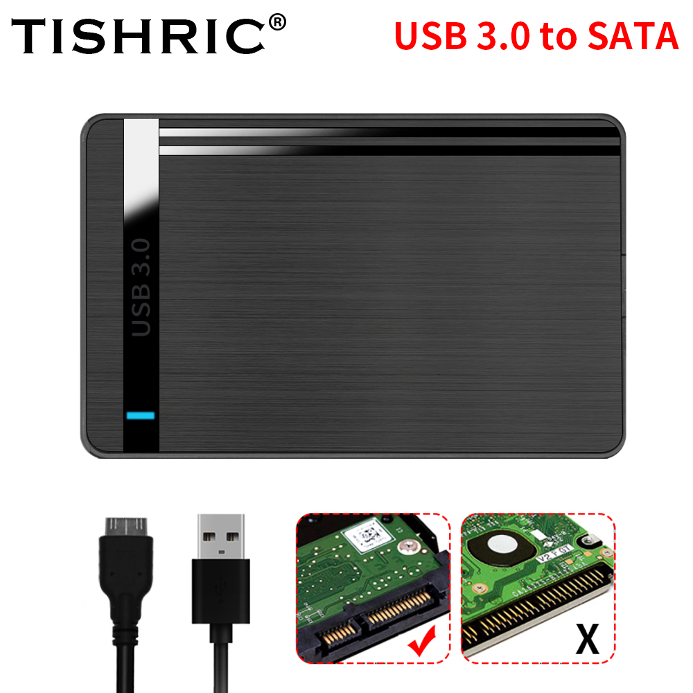 TISHRIC HDD Case SATA to USB3.0 HDD Enclosure 2.5 inch Hard Drive Case Support 6Gbps Mobile External HDD Case for PC Laptop