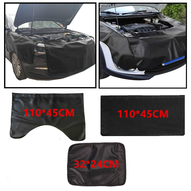 32 x 24cm/110x45cm Black Magnetic Fender Cover Vehicle Truck Mechanic Paint PU leather Protector Pads Work Mat
