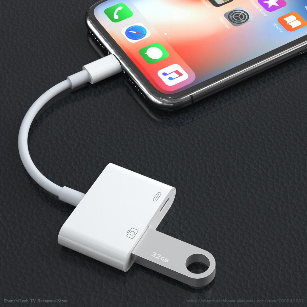 MiraScreen LC02 Station d'accueil pour téléphone portable convertisseur OTG chargeur Hub pour iPhone iPad iPod adaptateur Lightning avec USB 3.0