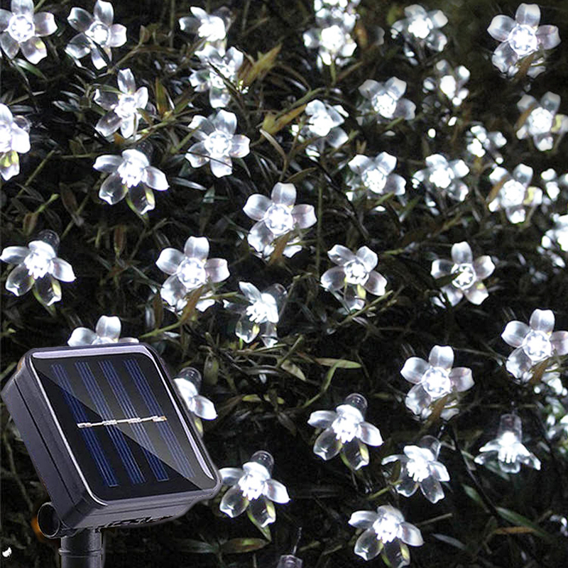 Led Solar Cherry Lichtslingers Outdoor Waterdichte Tuin Bloem Bloesem Kerstverlichting Kerstfeest Decoratie Verlichting: Cold White
