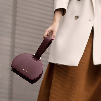 ! Bolso de mano de medio círculo de para mujer, bolso de mano para mujer, bolso de mano sencillo para el ocio, bolso de mano salvaje de color sólido de súper estrella.: 3