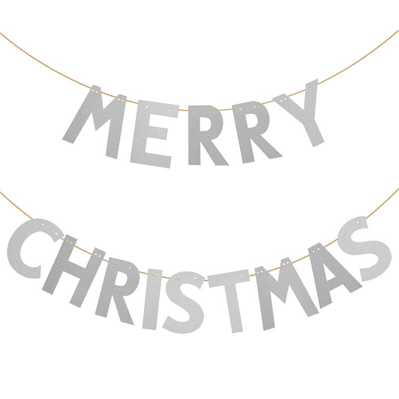 1set paper Merry Christmas Banner Party Bunting Garland Home Christmas Ornament Year's Eve Party Decoration Supplies