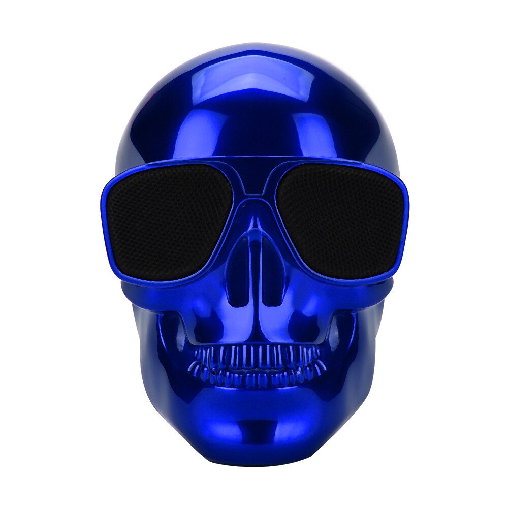 40# Plating Skull Pattern Portable Wireless Bluetooth 3.0 Stereo Speaker With Hd Sound And Super Bass Compatible For Mp3 Phones: Blue 