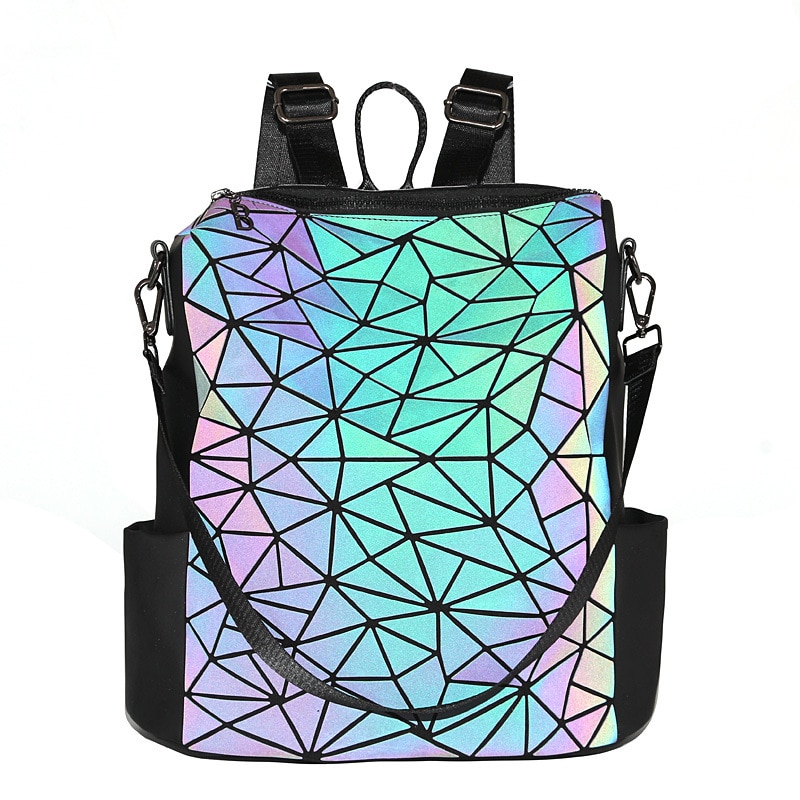 Lichtgevende Geometrische Luxe Rugzak Elegante Schooltassen voor Vrouwen Nachtlampje Kleur Veranderen Student Rugzak