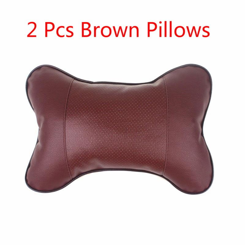Reposacabezas de algodón con memoria para asiento de coche, cojín Protector de cabeza, accesorios para Interior de coche,: 2 PCS Brown