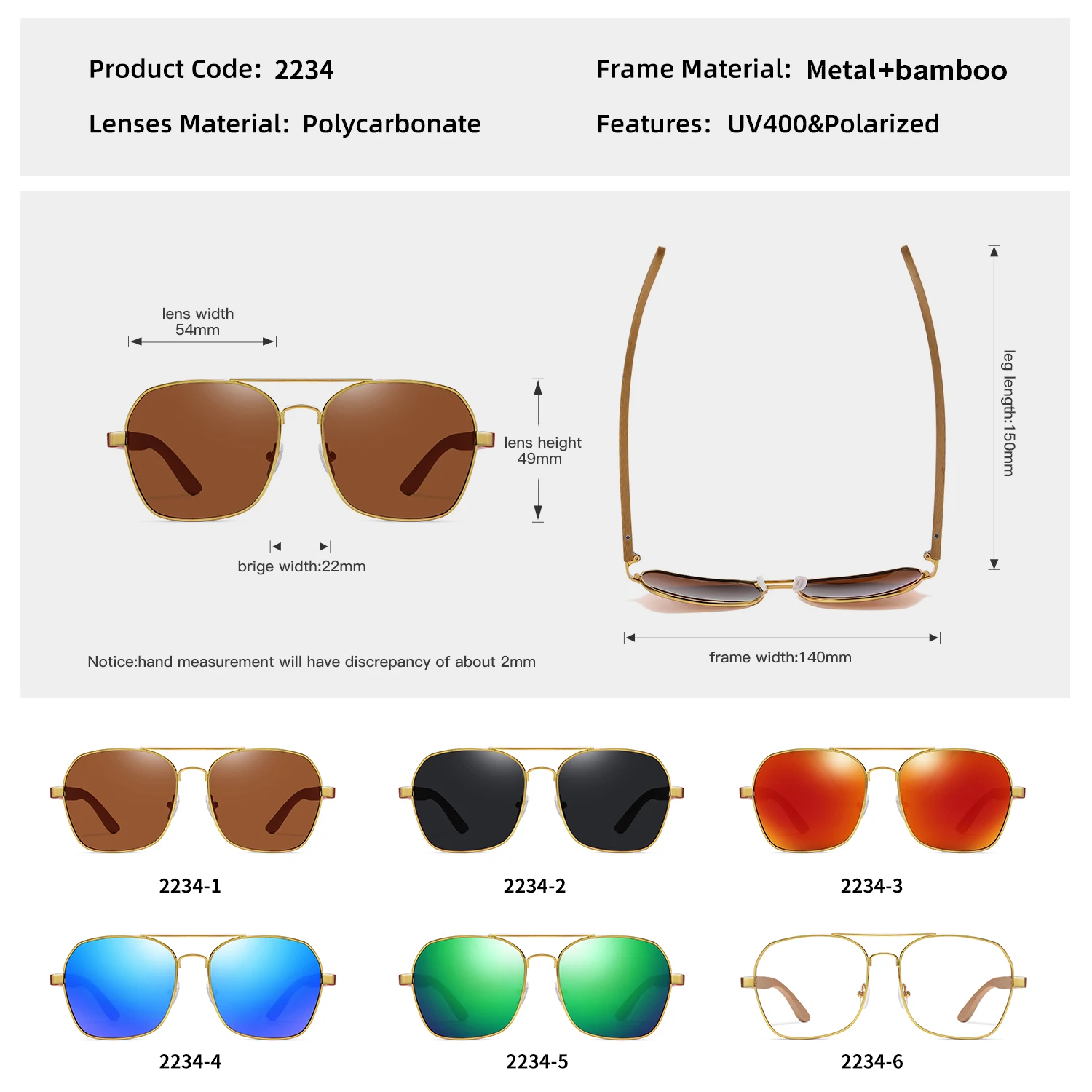 GM Gafas de sol cuadradas metálicas retro de para mujeres y hombres marcas de de lujo gafas de sol de bambú y madera de conducción populares