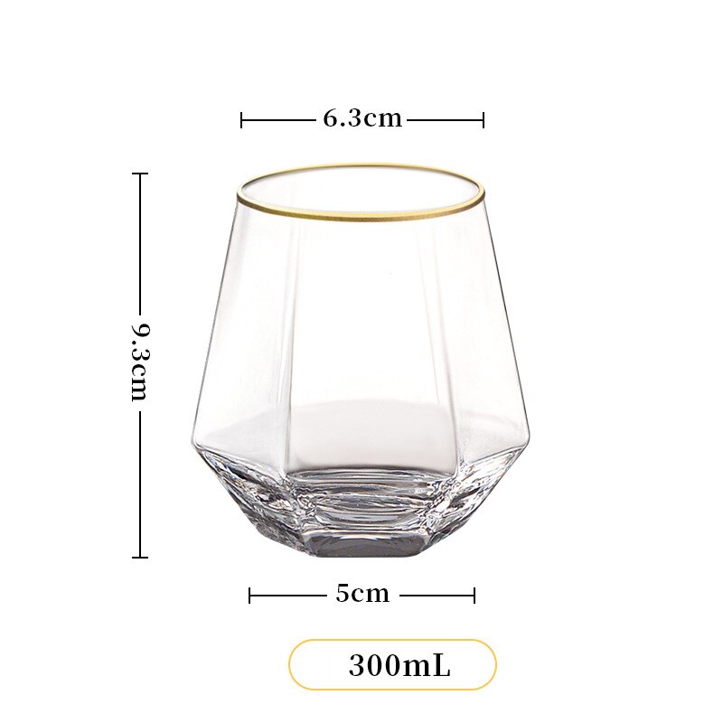 Hexagon Wine Glass Tumbler Mug Latte Coffee Fruit Juice Whiskey Cups Drinking Bar Club RR2180: E