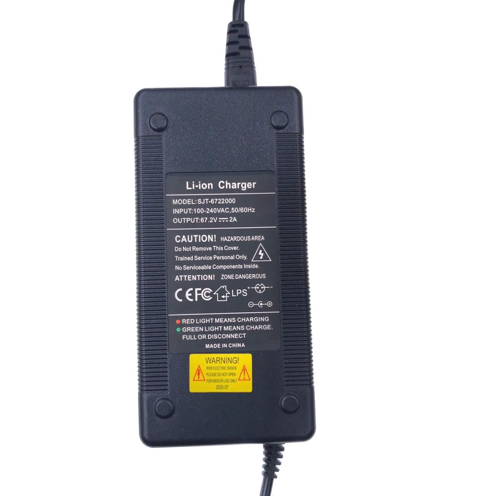 Chargeur de batterie au Lithium 67.2V 2a pour vélo et trottinette électrique série 16 60V, avec prise XLR à 3 broches