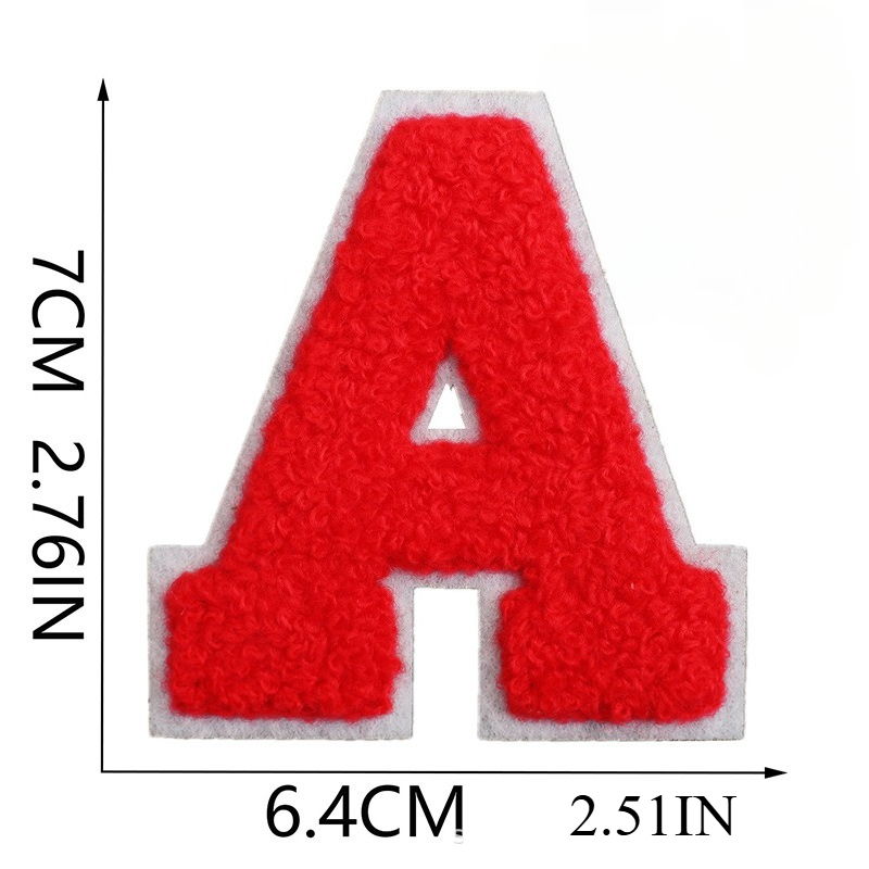 7Cm White Background Red Character Embroidery Cloth Sticker English Letters Towel Embroidery Patch Sticker Computer Embroidery